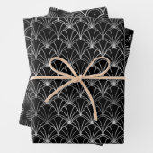 Silver en Black Circles Art Deco Pattern Inpakpapier Vel (In situ)