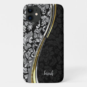 Silver en Black Damask iPhone 11 Hoesje