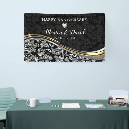 Silver en Black Damask Spandoek (Beurs)