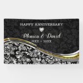 Silver en Black Damask Spandoek (Horizontaal)