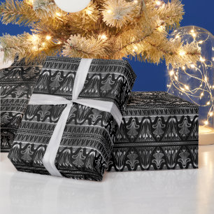 Silver en Black Floral Art Deco Pattern Cadeaupapier