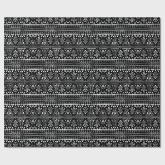 Silver en Black Floral Art Deco Pattern Cadeaupapier (Vlak)