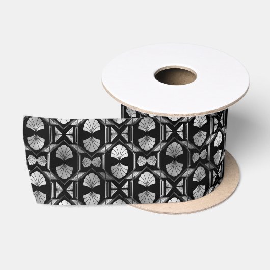Silver en Black Floral Art Deco Pattern Lint (Spoel)