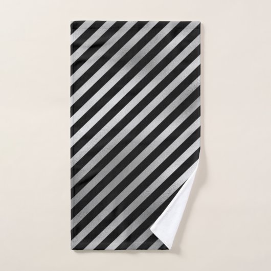 Silver- en Black Stripes Towel Set Bad Handdoek (Handdoek)
