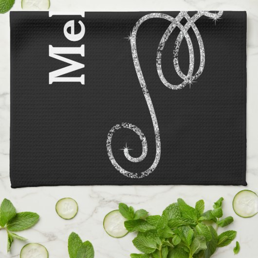 Silver en Black Theedoek (Gevouwen)