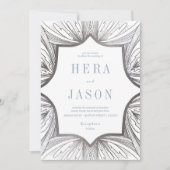 Silver en blue Art Deco Invite Kaart (Voorkant)
