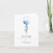 Silver en Blue Balloon Baby shower Dank u Bedankkaart (Voorkant)