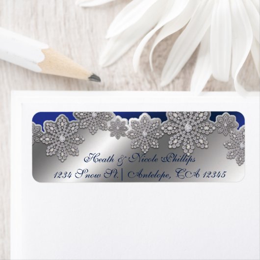Silver- en Blue Crystal Snowflake Winter Labels (Insitu)