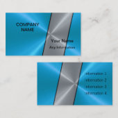 Silver en Blue Luxury Metallic Visitekaartje (Voorkant / Achterkant)