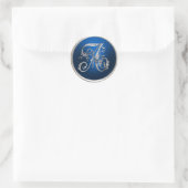 Silver en Blue Monogram A Envelope Seal Ronde Sticker (Tas)