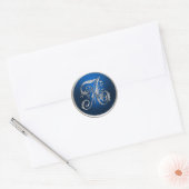 Silver en Blue Monogram A Envelope Seal Ronde Sticker (Envelop)