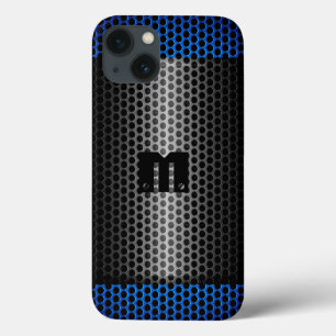 Silver en Blue Roestvrij staalgat iPhone 13 Hoesje