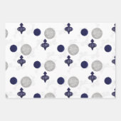 Silver- en Blue-Waterverf bomen en siervoorwerpen Inpakpapier Vel (Voorkant 3)