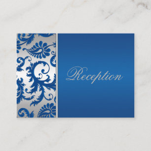 Silver- en Cobalt Blue Damask-behuizingskaart Informatiekaartje
