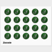 Silver en Emerald Monogram I Envelope Seal Ronde Sticker (Vel)
