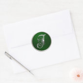 Silver en Emerald Monogram I Envelope Seal Ronde Sticker (Envelop)