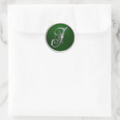 Silver en Emerald Monogram J Envelope Seal Ronde Sticker (Tas)