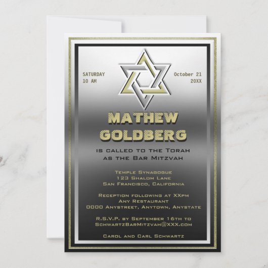 Silver en Gold Barmitzvah Kaart (Voorkant)