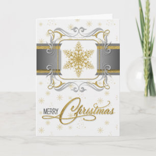 Silver en Gold Elegant kerstsnowflake Feestdagen Kaart