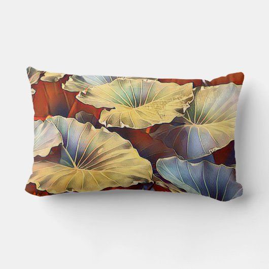 Silver en Gold Elephant Ear Plant Leaves Pattern Kussen (Achterkant)