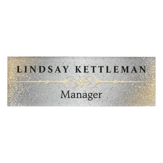 Silver en Gold Glitter Name Tag (Voorkant)