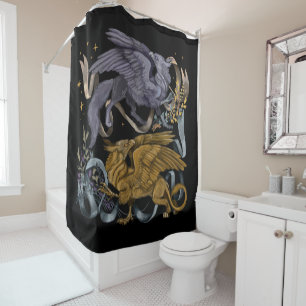 Silver en Gold Griffin Douchegordijn