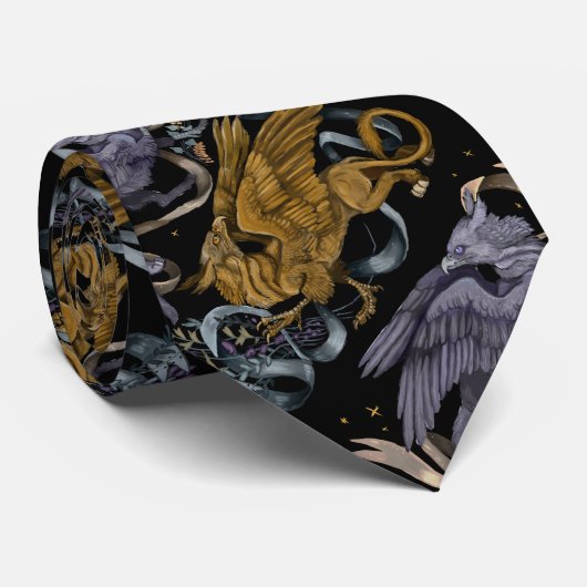 Silver en Gold Griffin Pattern Stropdas (Opgerold)