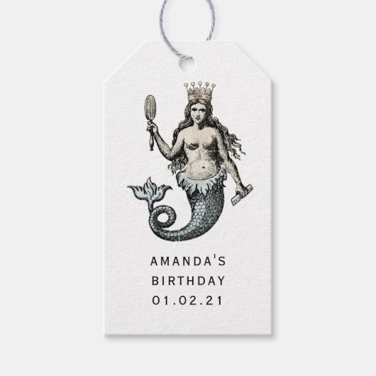  Silver en Gold Mermaid Cadeaulabel (Voorkant)