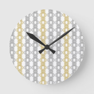Silver en Gold Pattern Ronde Klok
