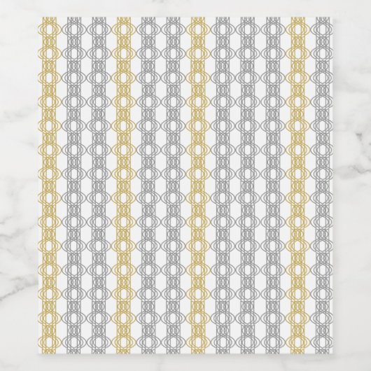 Silver en Gold Pattern Wijn Etiket (Enkel label)