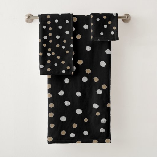 Silver- en Gold Polka Dots Bad Handdoek (Insitu)