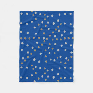 Silver- en Gold Polka-punten op blauw Fleece Deken