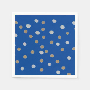 Silver- en Gold Polka-punten op blauw Servet