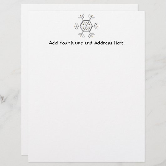 Silver en Gold Snowflake #2 Persoonlijk Briefhoofd (Voorkant / Achterkant)