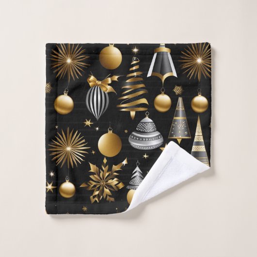 Silver en Gold vakantie Ornamenten Pattern Bad Handdoek (Wasdoekje)