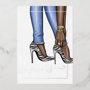 Silver en Gold Zebra Chic Bachelorette Folie Uitnodiging
