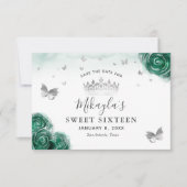 Silver en Green Rozen Elegant Save The Date (Voorkant)