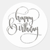 Silver en Grey Happy Birthday Sticker (Voorkant)