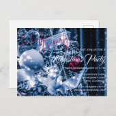 Silver en Magenta Glitter Bauble-kerstparty Uitnodiging Briefkaart (Voorkant / Achterkant)