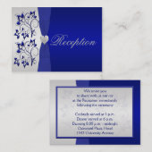 Silver en Navy Bloemen Behuizing Kaart (Voorkant / Achterkant)