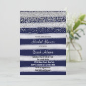 Silver en Navy Bridal Shower Uitnodiging (Staand voorkant)
