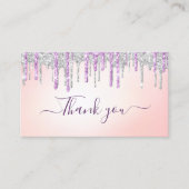 Silver en paarse glitter dank u script insert visitekaartje (Voorkant)