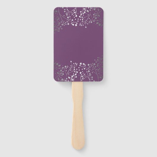 Silver en Plum Paarse bruiloft menu's Handwaaier (Achterkant)