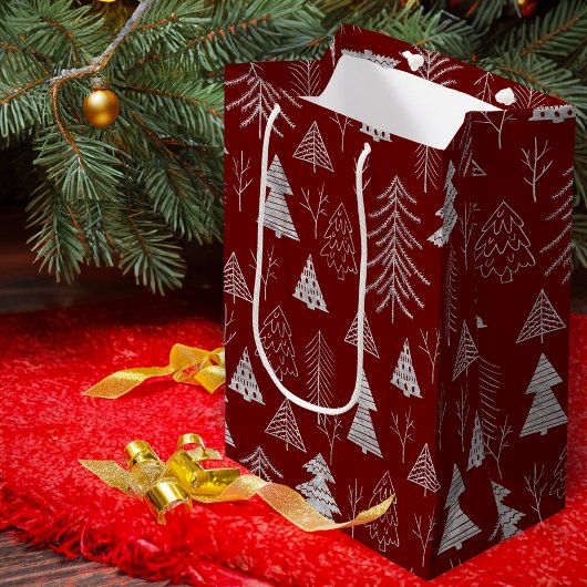 Silver- en Red-kerstboombos Medium Cadeauzakje