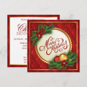 Silver- en Red Merry-kerst | Uitnodiging (Voorkant / Achterkant)