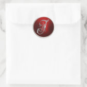 Silver en Red Monogram J Envelope Seal Ronde Sticker (Tas)