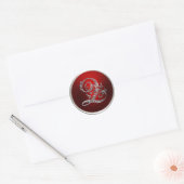 Silver- en Red Monogram Q Envelope Seal Ronde Sticker (Envelop)
