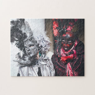 Silver- en rode carnavalmaskers in Venetië (Italië Legpuzzel