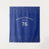 Silver en Royal Blue | Klasse Reunion Party Tapest Wandkleed (Voorkant)