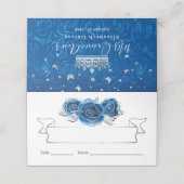 Silver en Royal Blue Rozen Elegant Folded Table (Buitenkant ongevouwen)